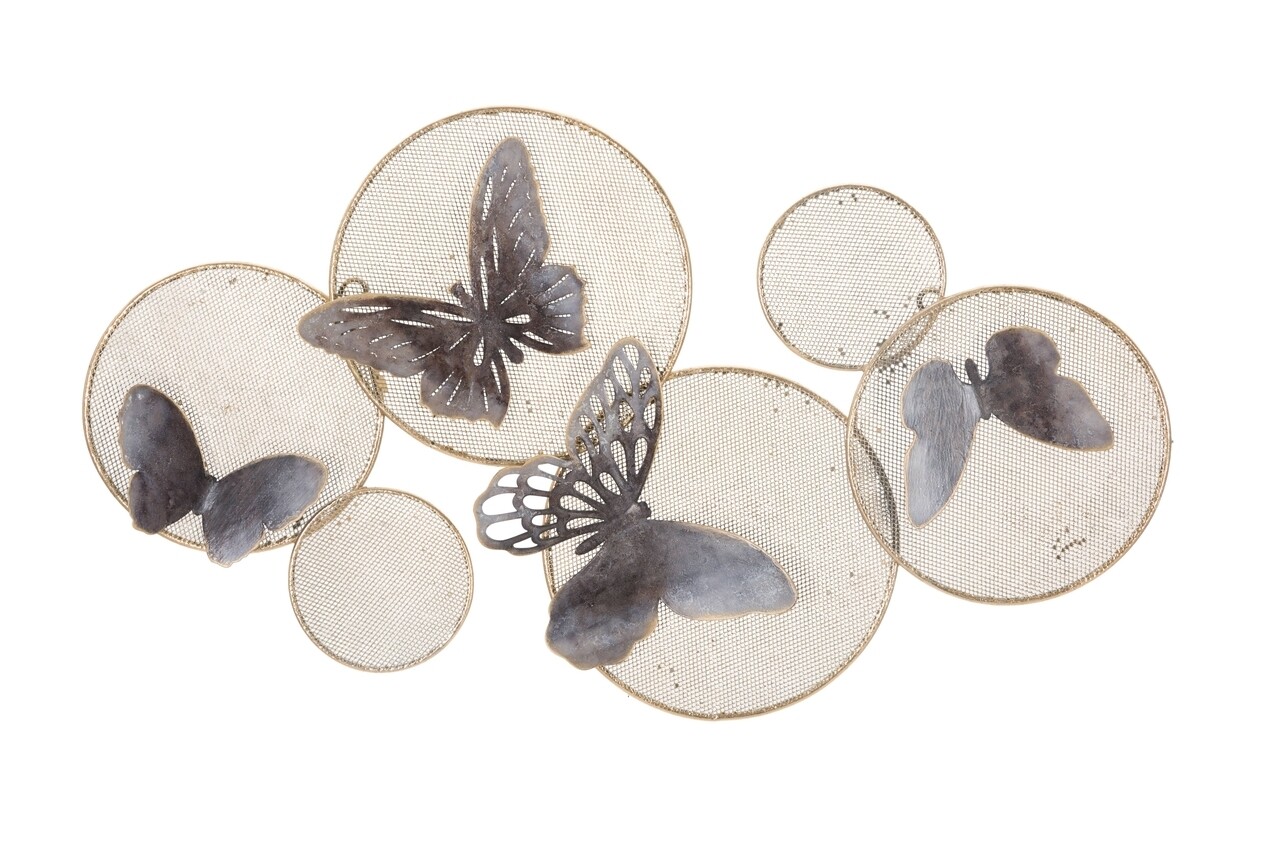 Decoratiune de perete 3D Butterfly Dark, Mauro Ferretti, 66x38 cm, fier, multicolor - imagine 7